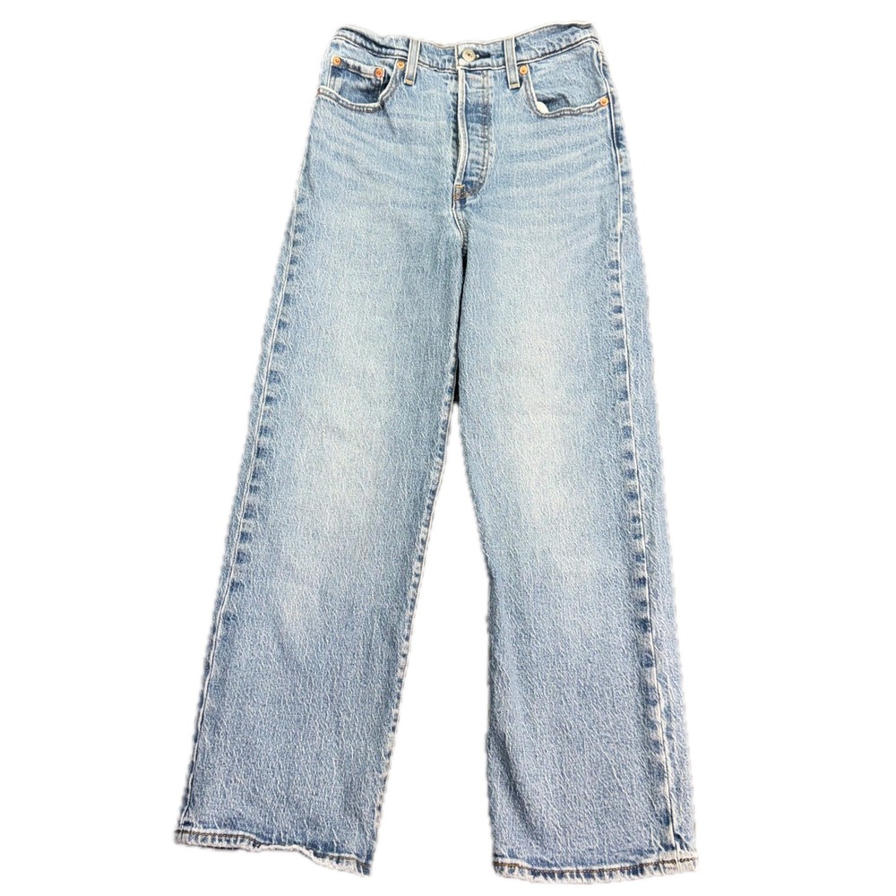 Levi's Premium Ribcage Straight Ankle Jeans Women 26 Light Wash High Rise Denim